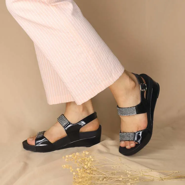 [20% off at cart] Diamond Strappy Slingback Low Wedges