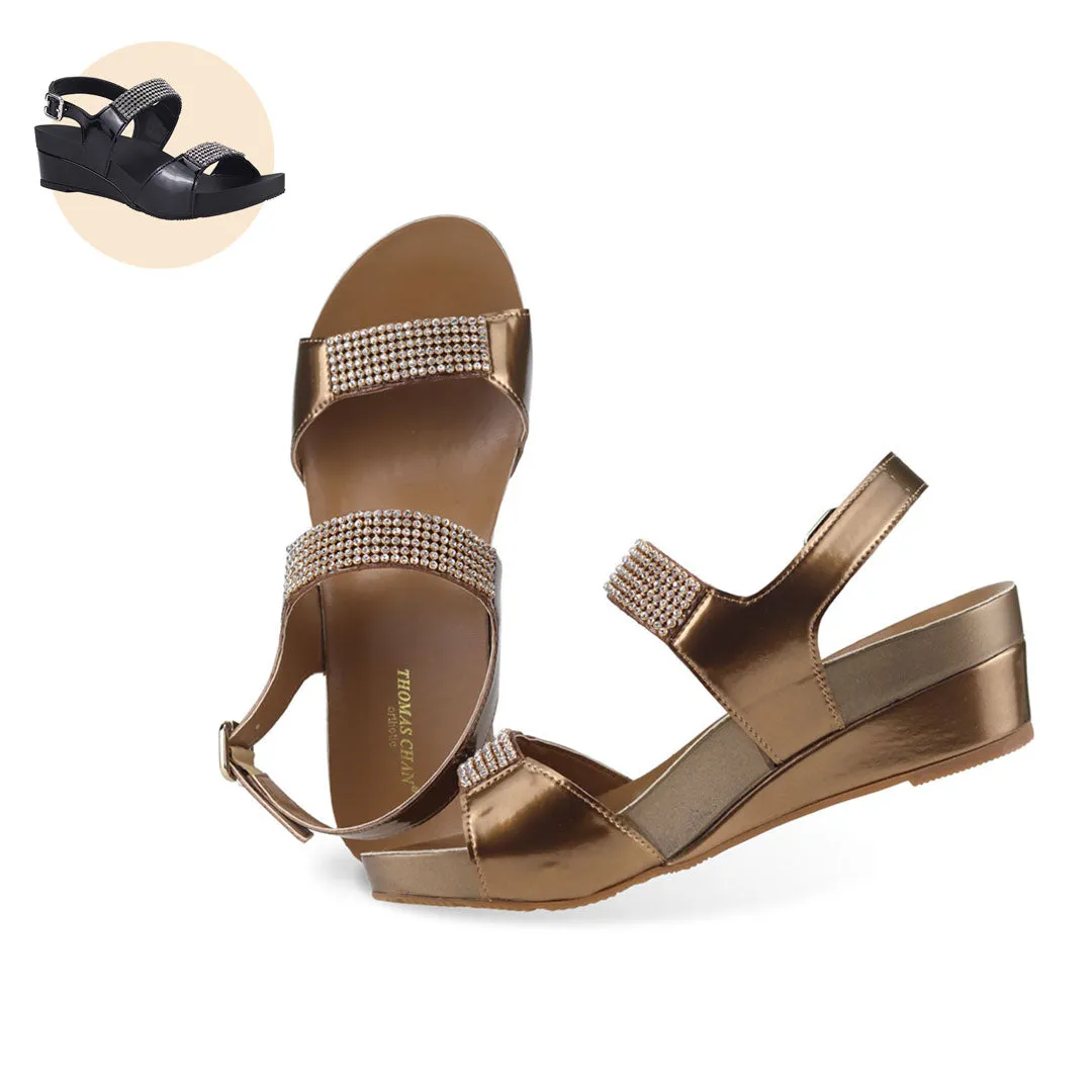 [20% off at cart] Diamond Strappy Slingback Low Wedges