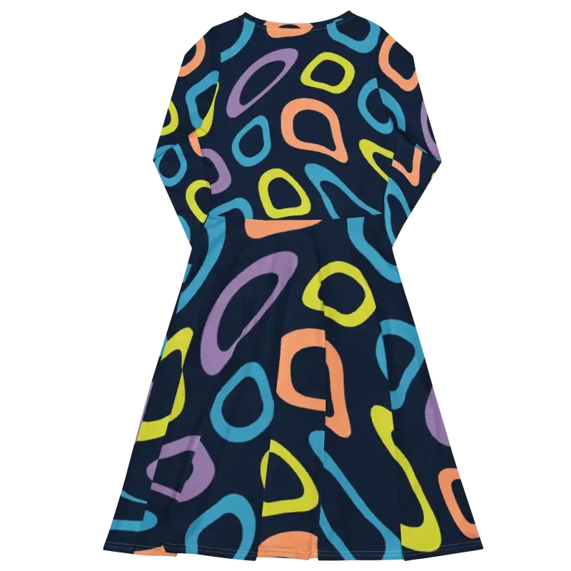 Abstract Colorful Irregular Print Long Sleeve Dress