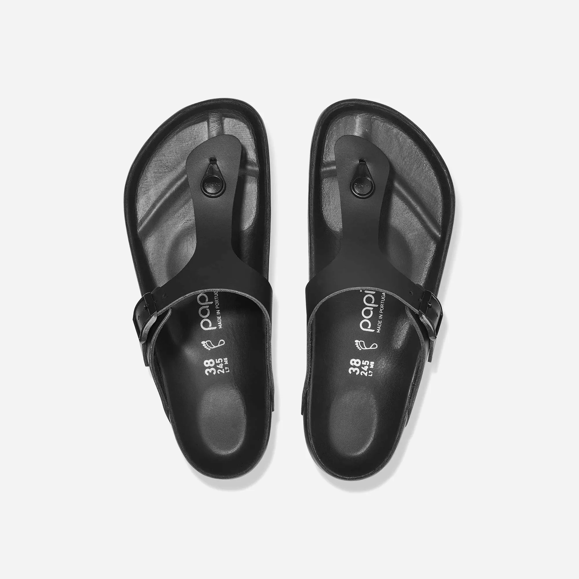 Birkenstock Gizeh Flex Platform Natural Leather Black Black