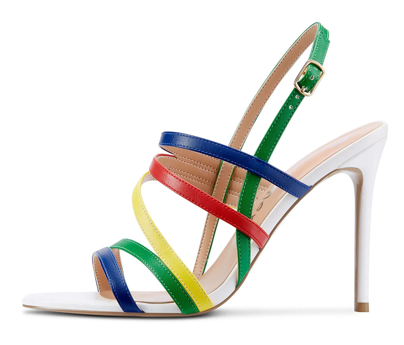 CASTAMERE Women High Heels Roman Sandals Slingback Stiletto Thin Heel Ankle Straps 10CM Shoes