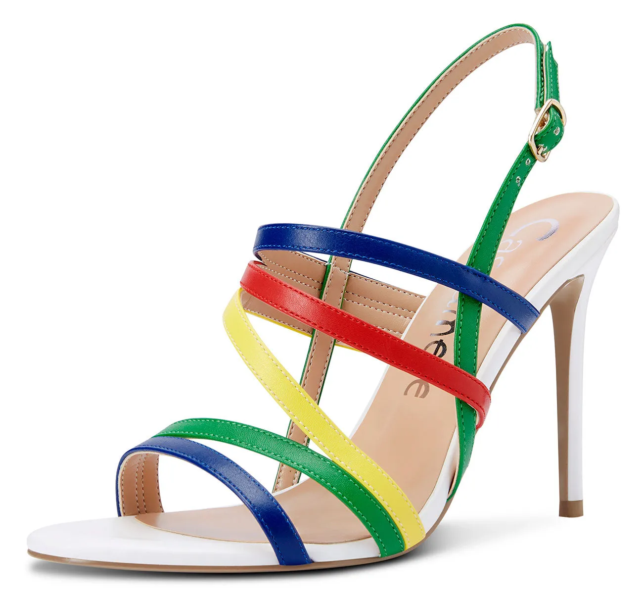 CASTAMERE Women High Heels Roman Sandals Slingback Stiletto Thin Heel Ankle Straps 10CM Shoes