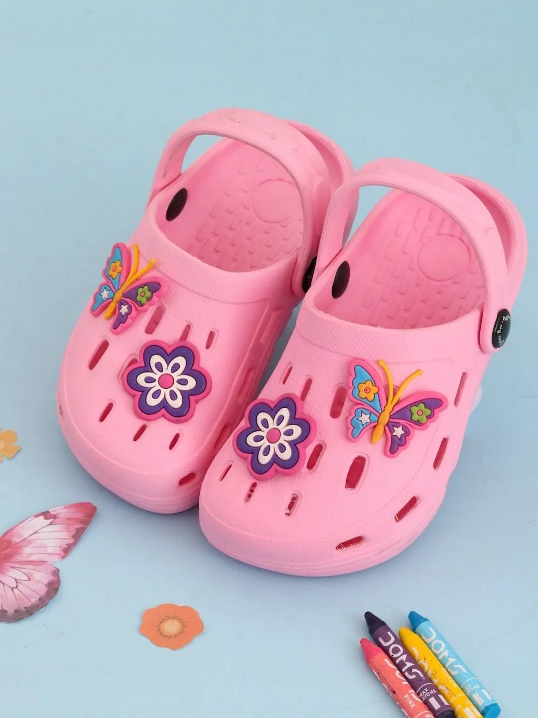 Charming Butterfly and Flower Accents Clogs for Girls