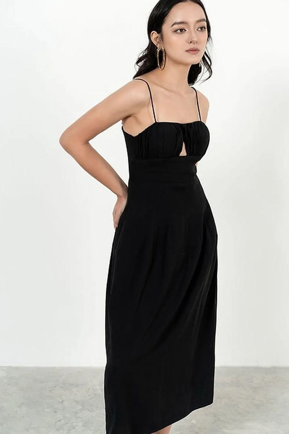 Christina A-line Spaghetti Strap Cotton Midi Dress