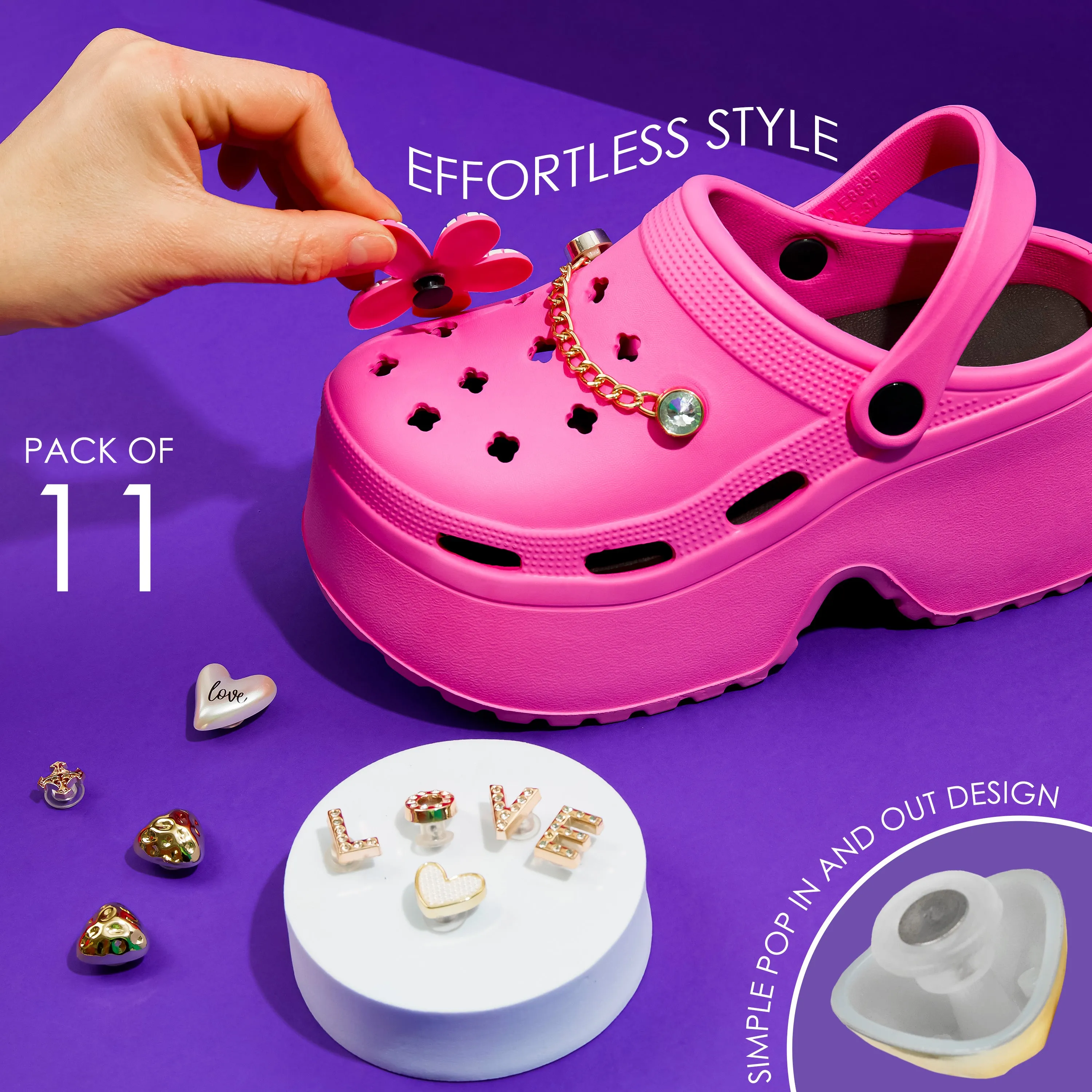 CityComfort Womens Platform Heeled Clogs with Removable Charms