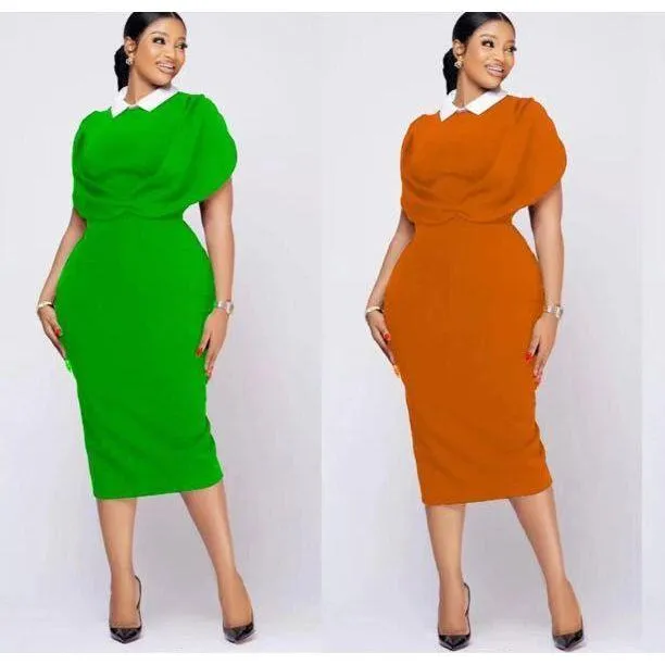 Collar Sleeveless Bodycon Dress;