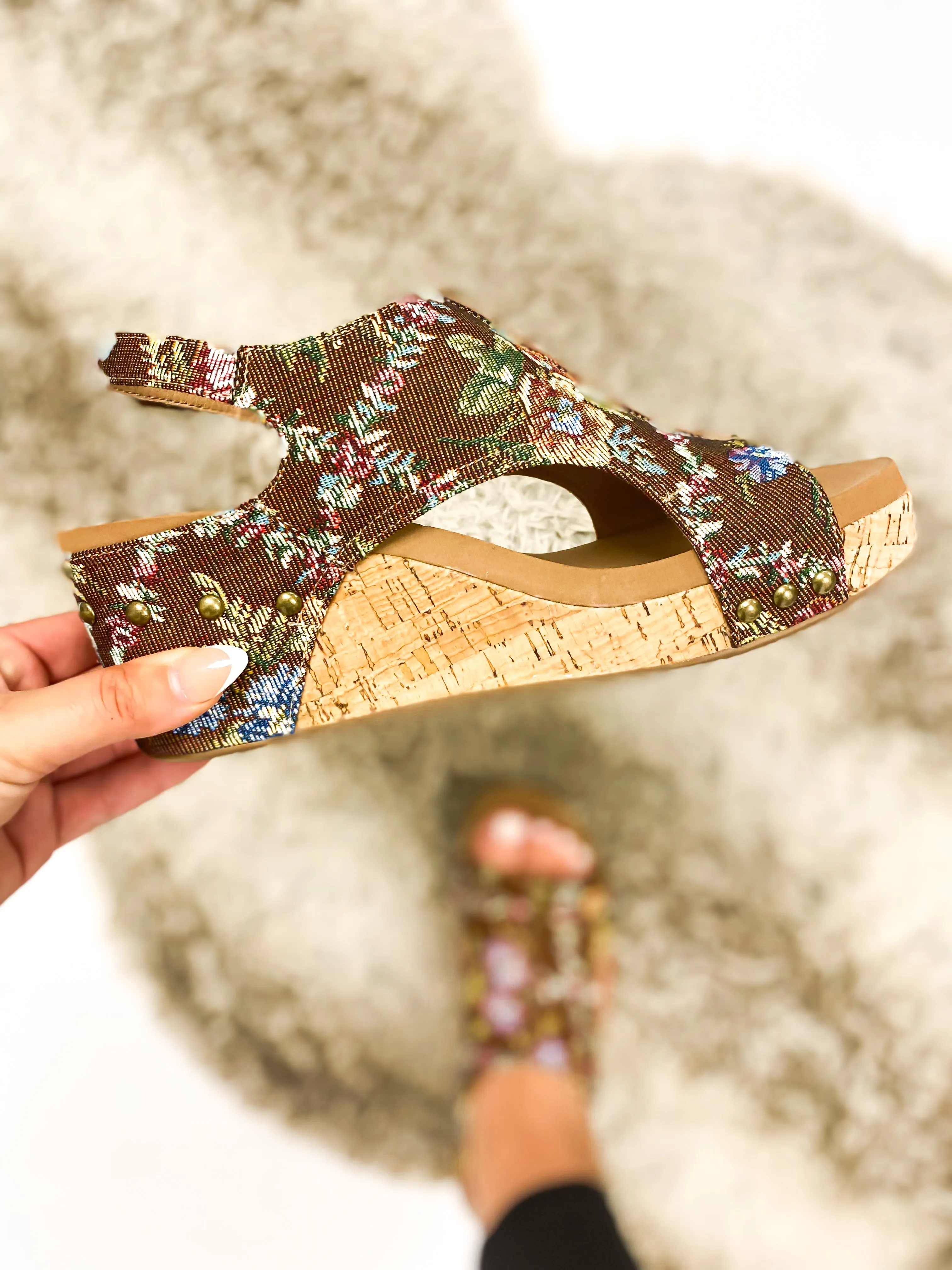 Corky's Rust Brocade Floral Carley Sandals FINAL SALE