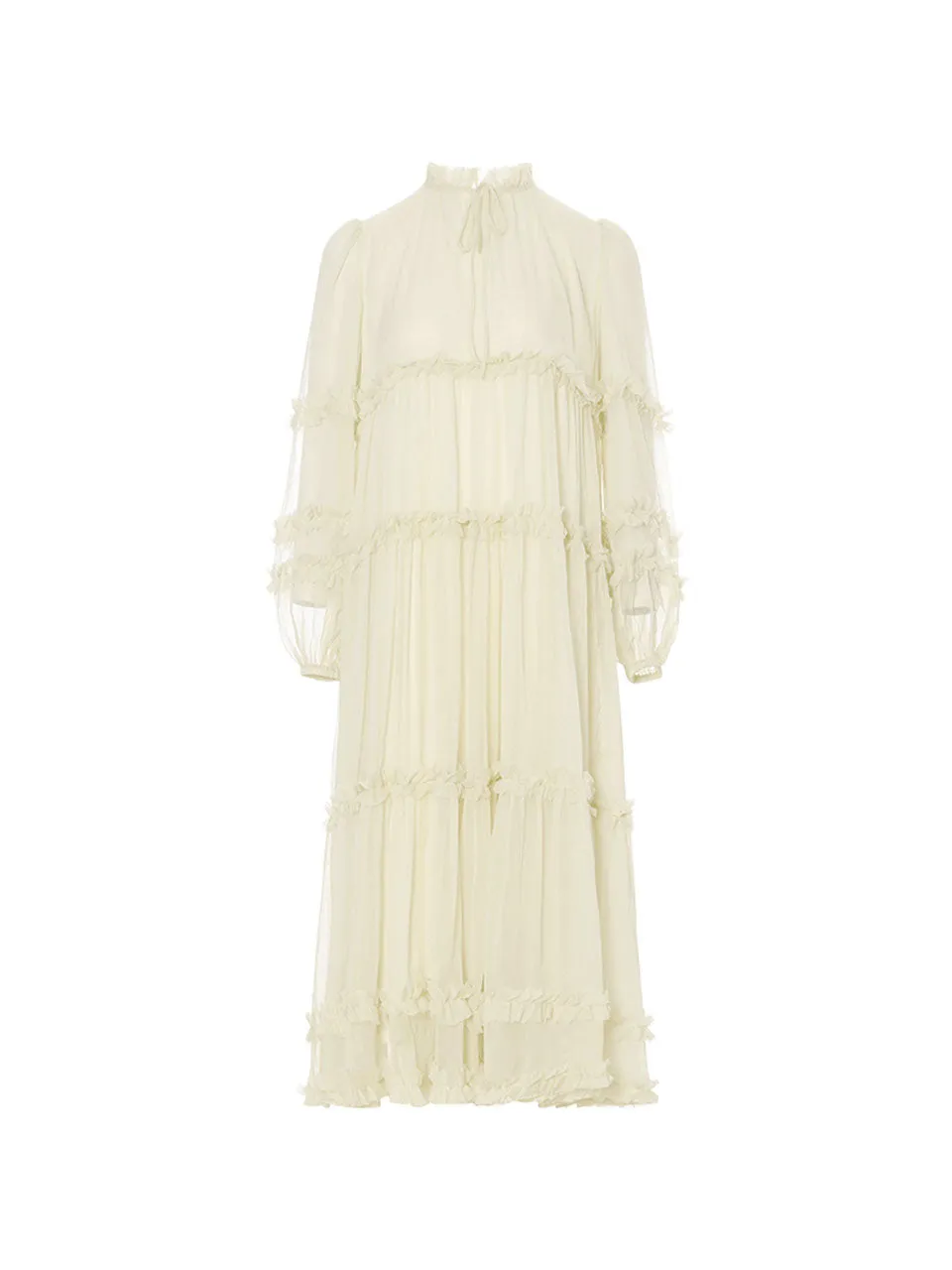 Creamy ruffle long dress