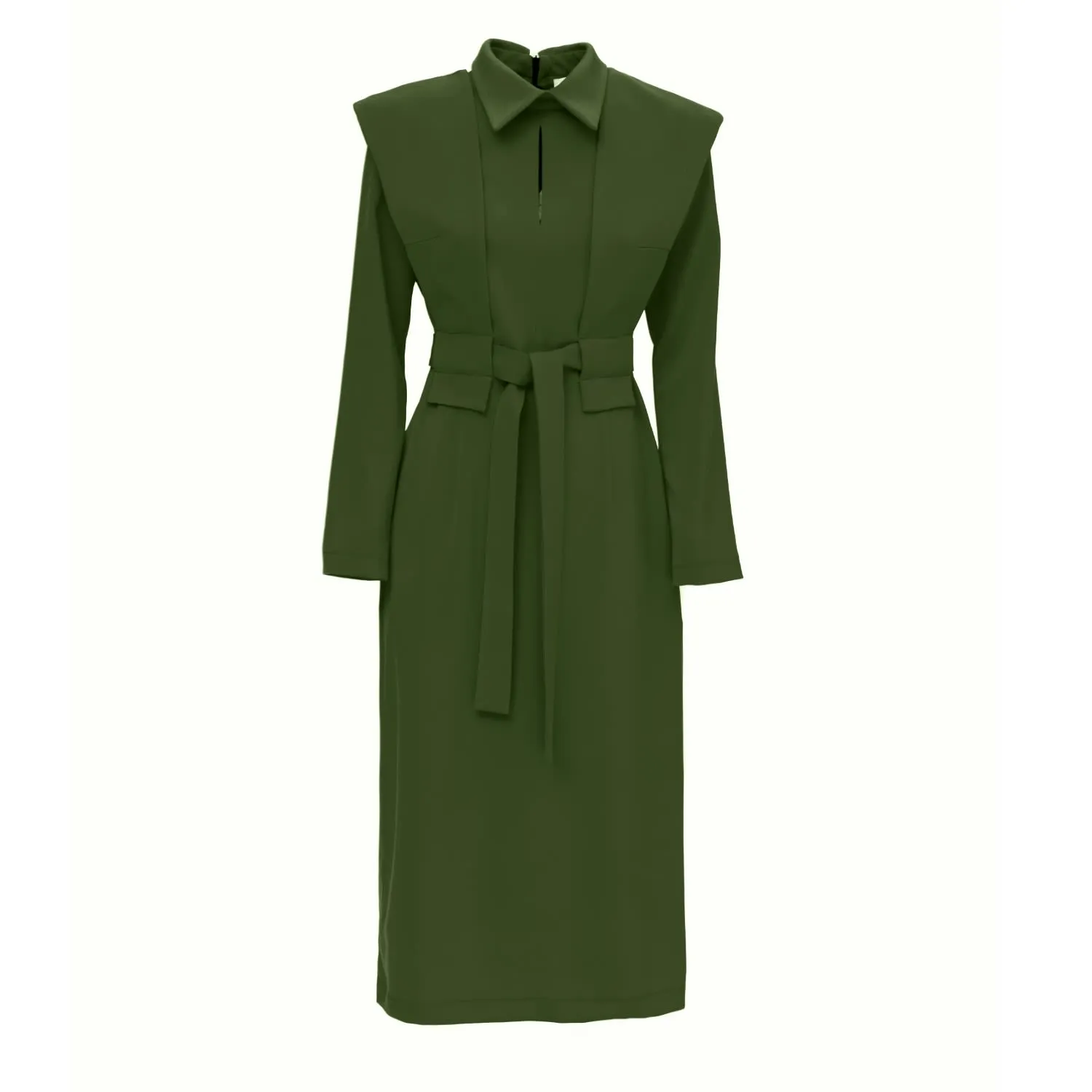 Dark Green Fashion Fitted Midi Dress