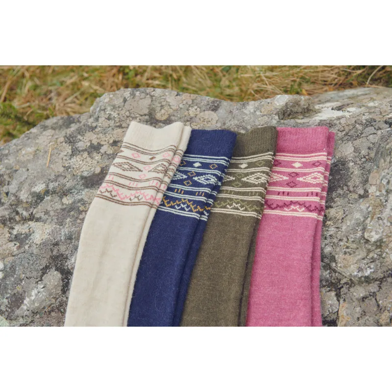 Dubarry Rolestown Fairisle Ladies Alpaca Boot Socks - Oat