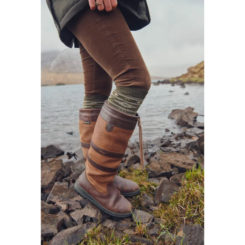 Dubarry Rolestown Fairisle Ladies Alpaca Boot Socks - Olive