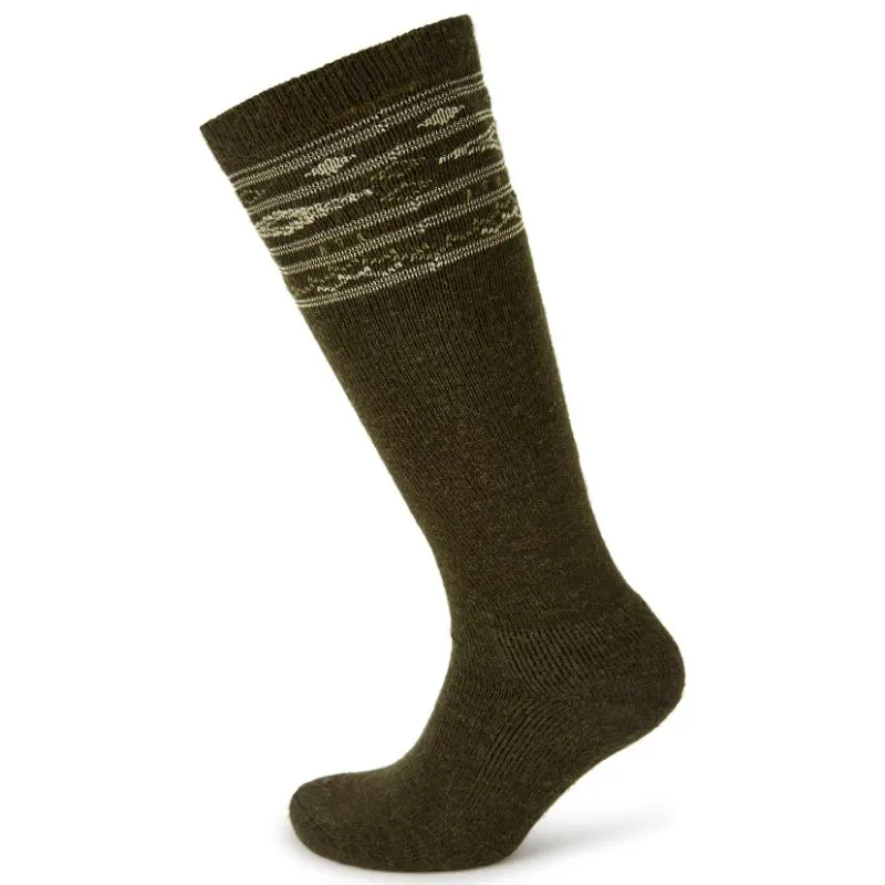 Dubarry Rolestown Fairisle Ladies Alpaca Boot Socks - Olive
