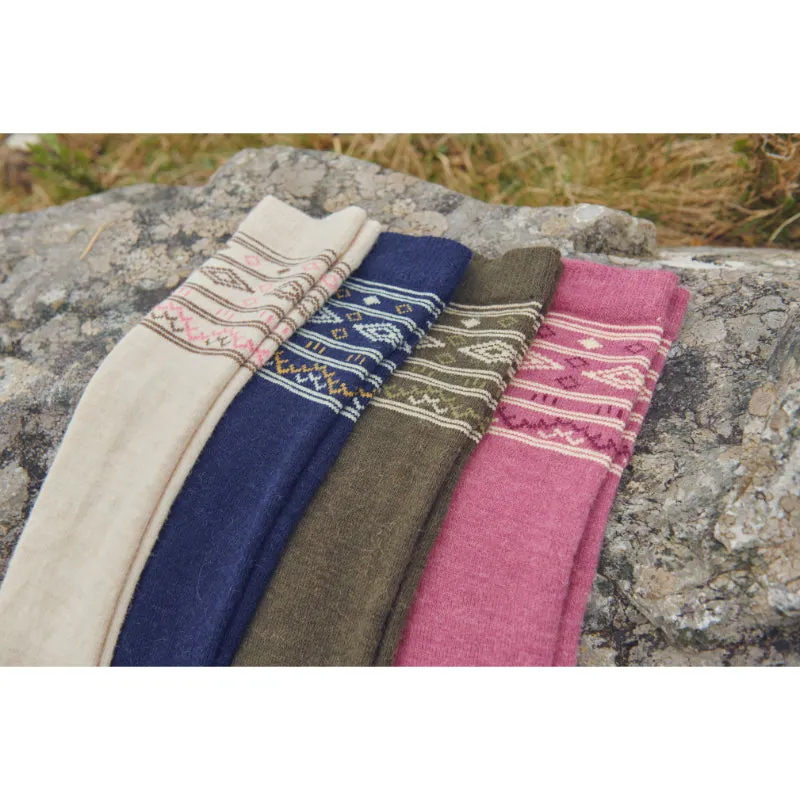 Dubarry Rolestown Fairisle Ladies Alpaca Boot Socks - Olive