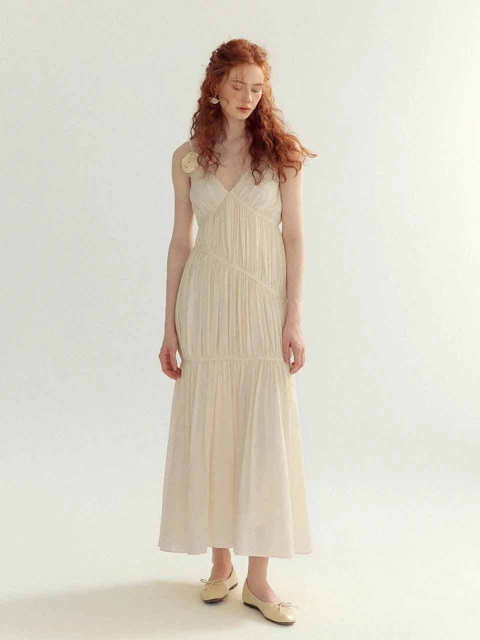 Eos shirring long dress