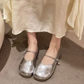 Faux Leather Metallic Balletcore Flats