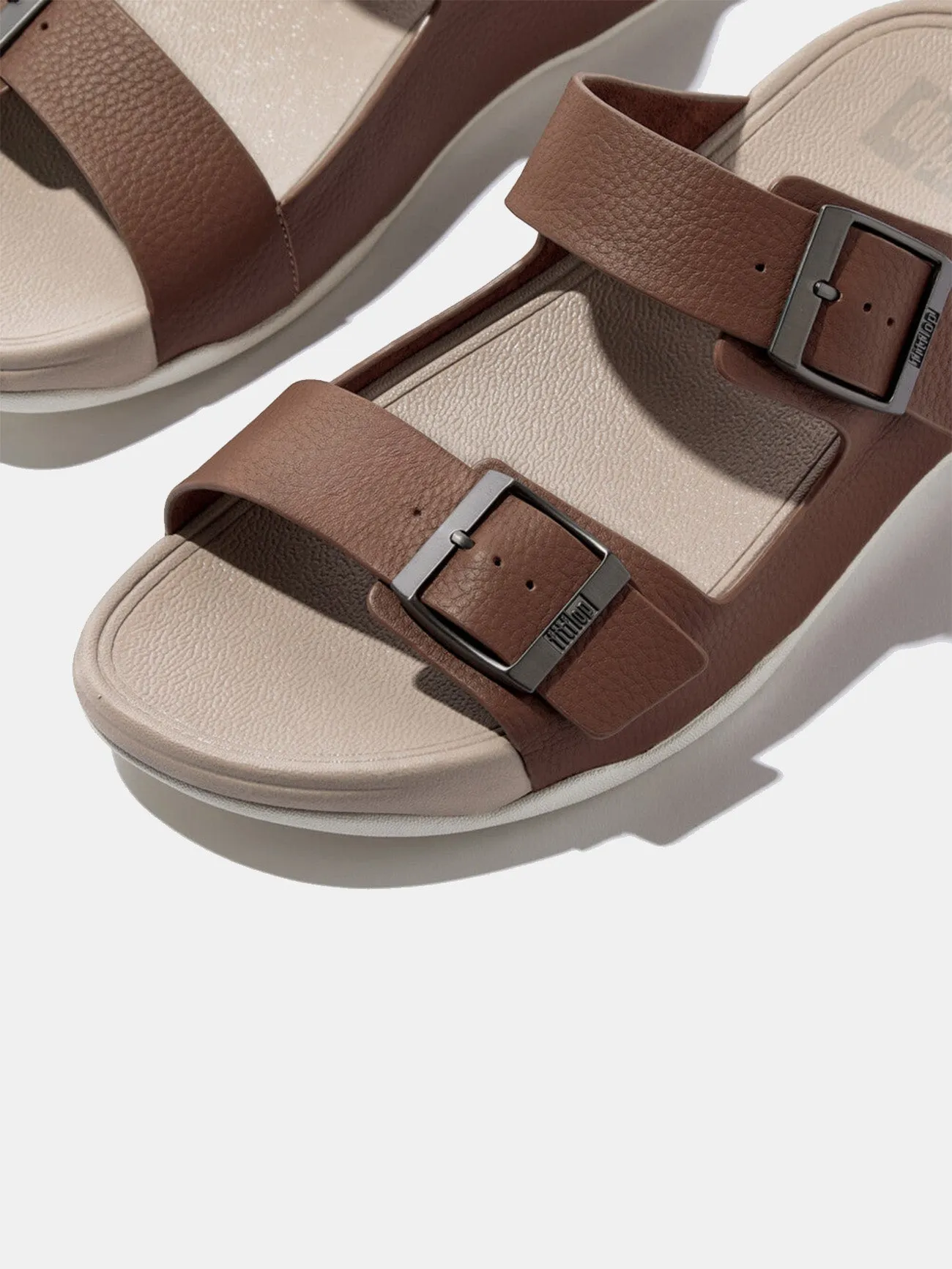 Fitflop Gogh Moc Mens Buckle Tumbled-Leather Slides