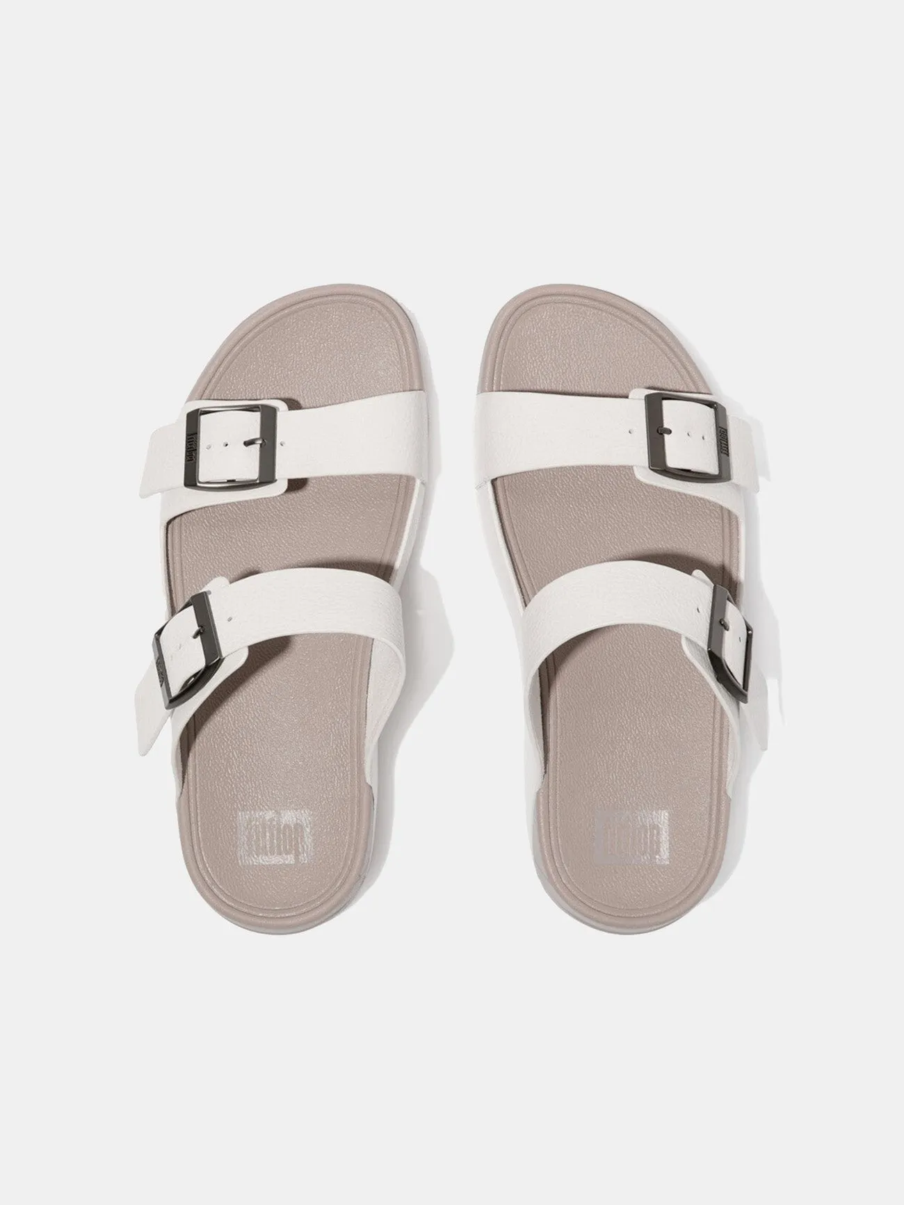Fitflop Gogh Moc Mens Buckle Tumbled-Leather Slides