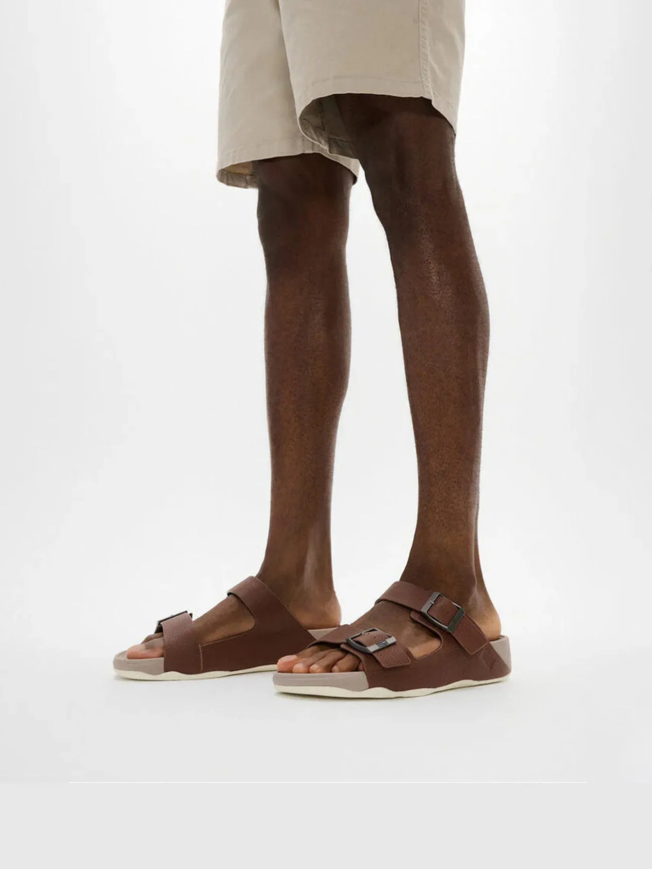 Fitflop Gogh Moc Mens Buckle Tumbled-Leather Slides