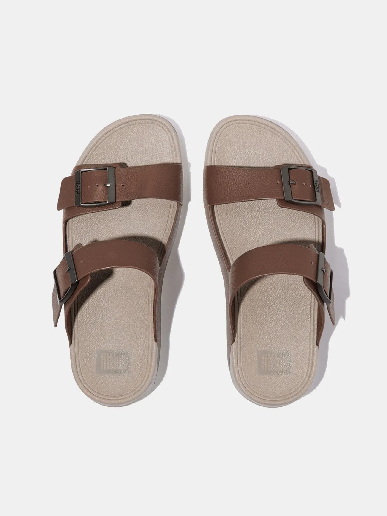 Fitflop Gogh Moc Mens Buckle Tumbled-Leather Slides