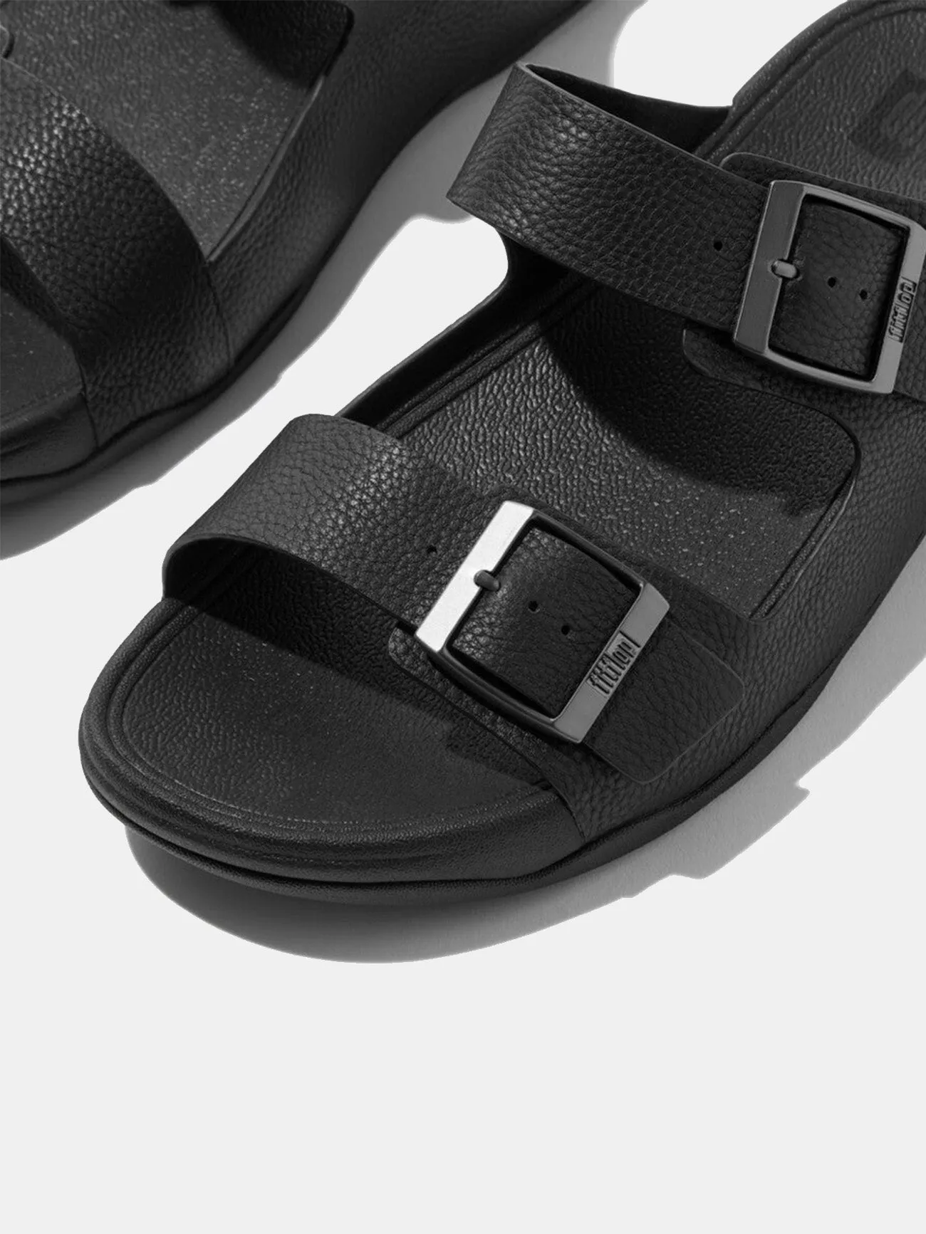 Fitflop Gogh Moc Mens Buckle Tumbled-Leather Slides