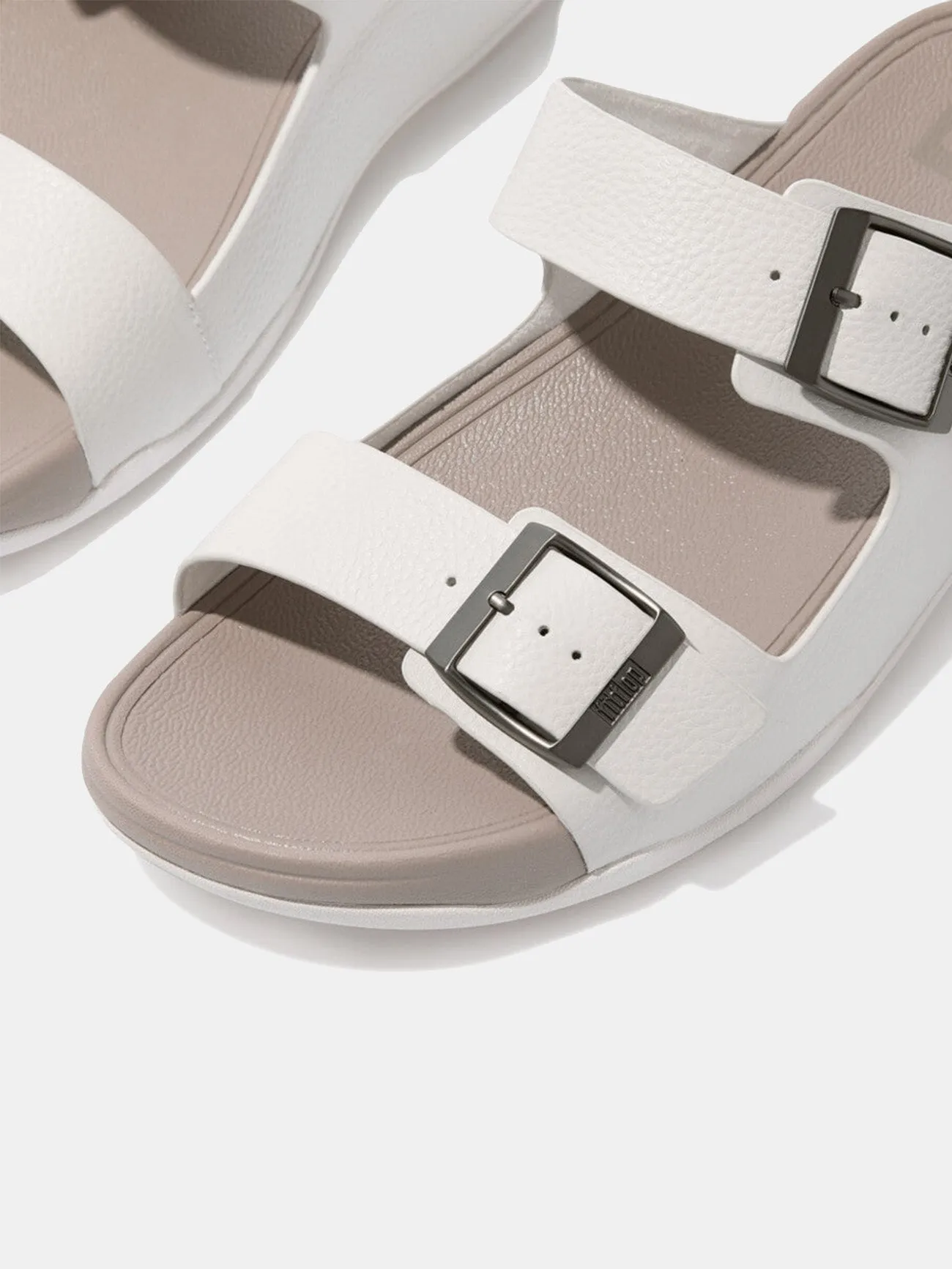 Fitflop Gogh Moc Mens Buckle Tumbled-Leather Slides
