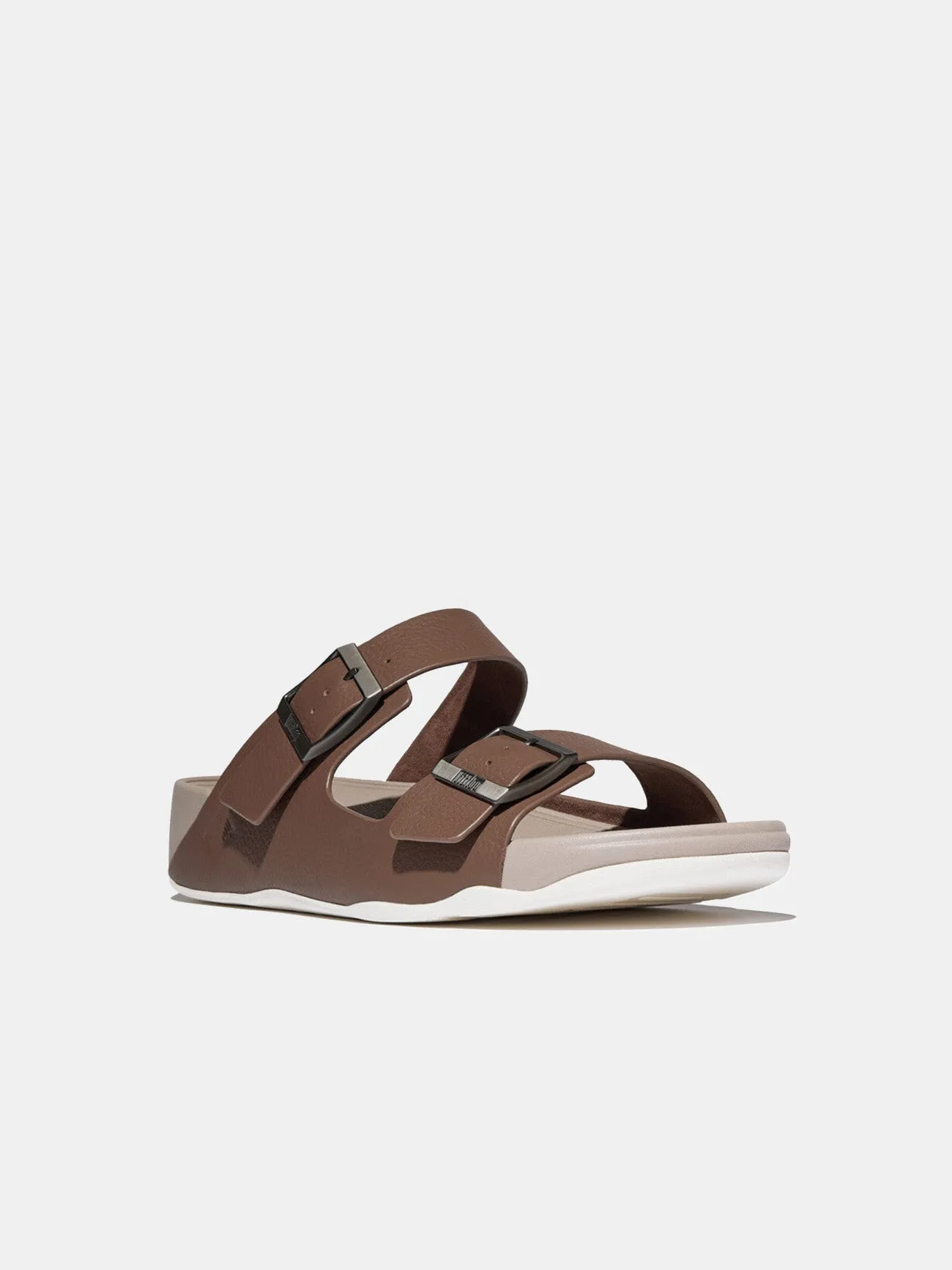 Fitflop Gogh Moc Mens Buckle Tumbled-Leather Slides