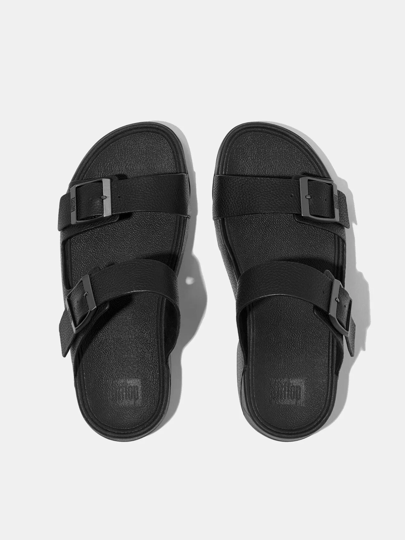 Fitflop Gogh Moc Mens Buckle Tumbled-Leather Slides