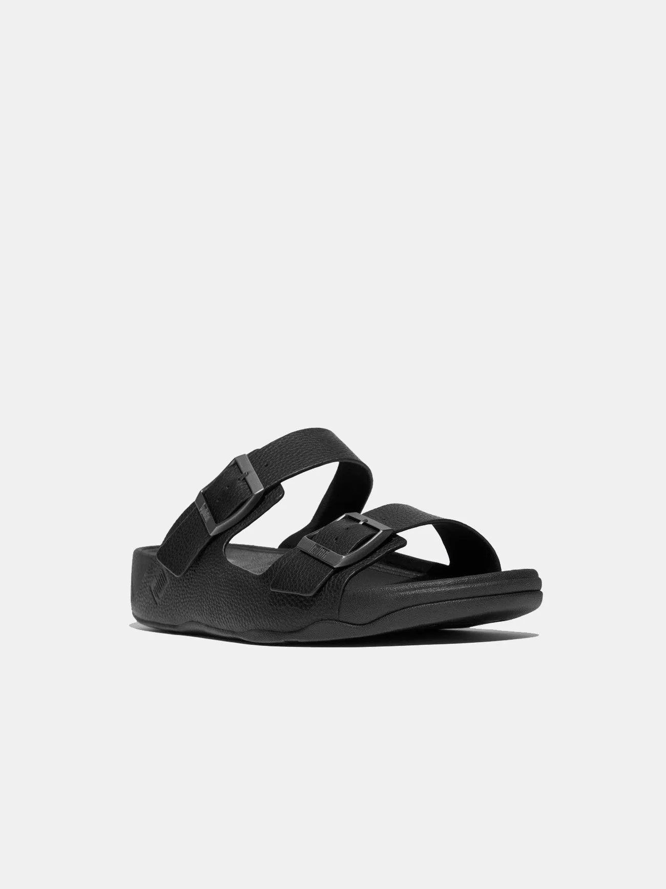 Fitflop Gogh Moc Mens Buckle Tumbled-Leather Slides