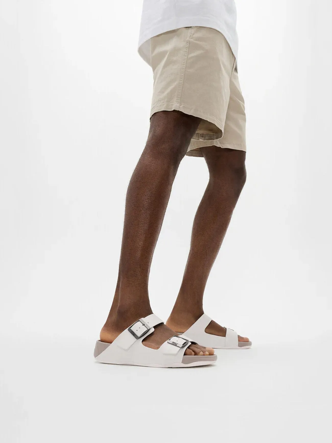Fitflop Gogh Moc Mens Buckle Tumbled-Leather Slides