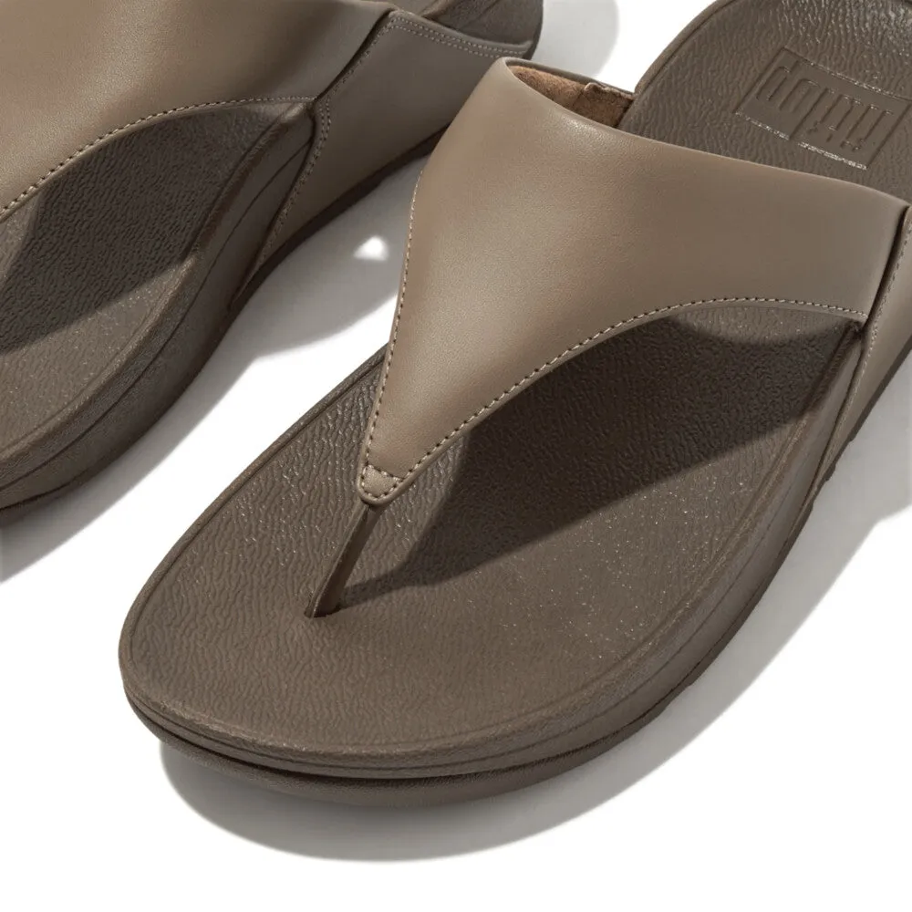 FitFlop Lulu Leather Toe Post Sandals Grey
