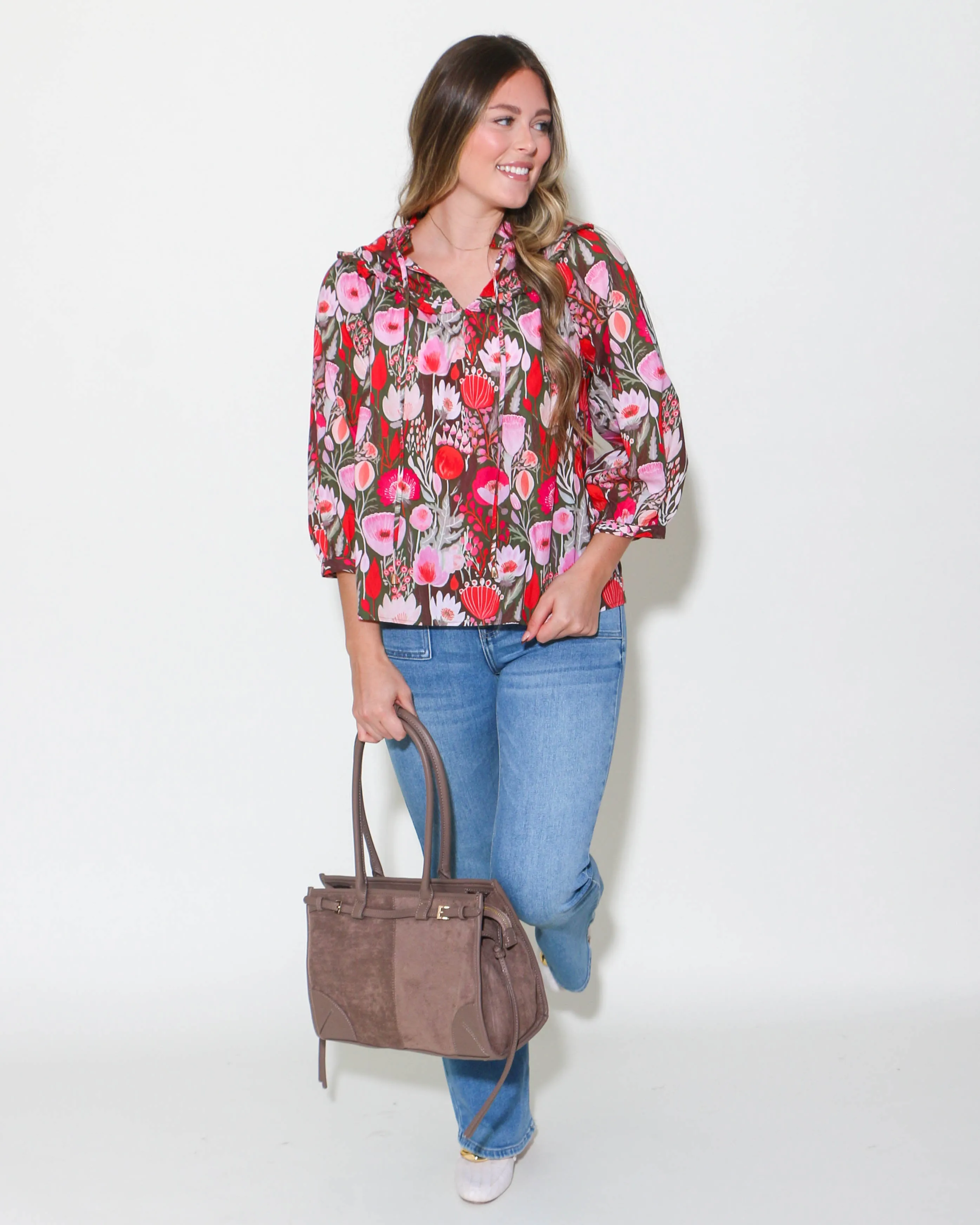 Floral Print Poplin Blouse