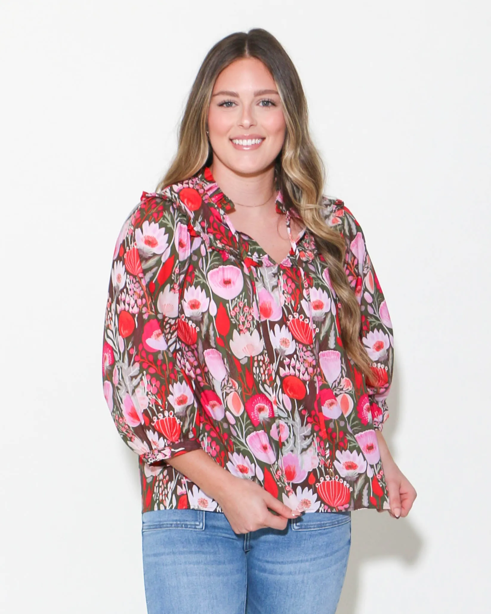Floral Print Poplin Blouse