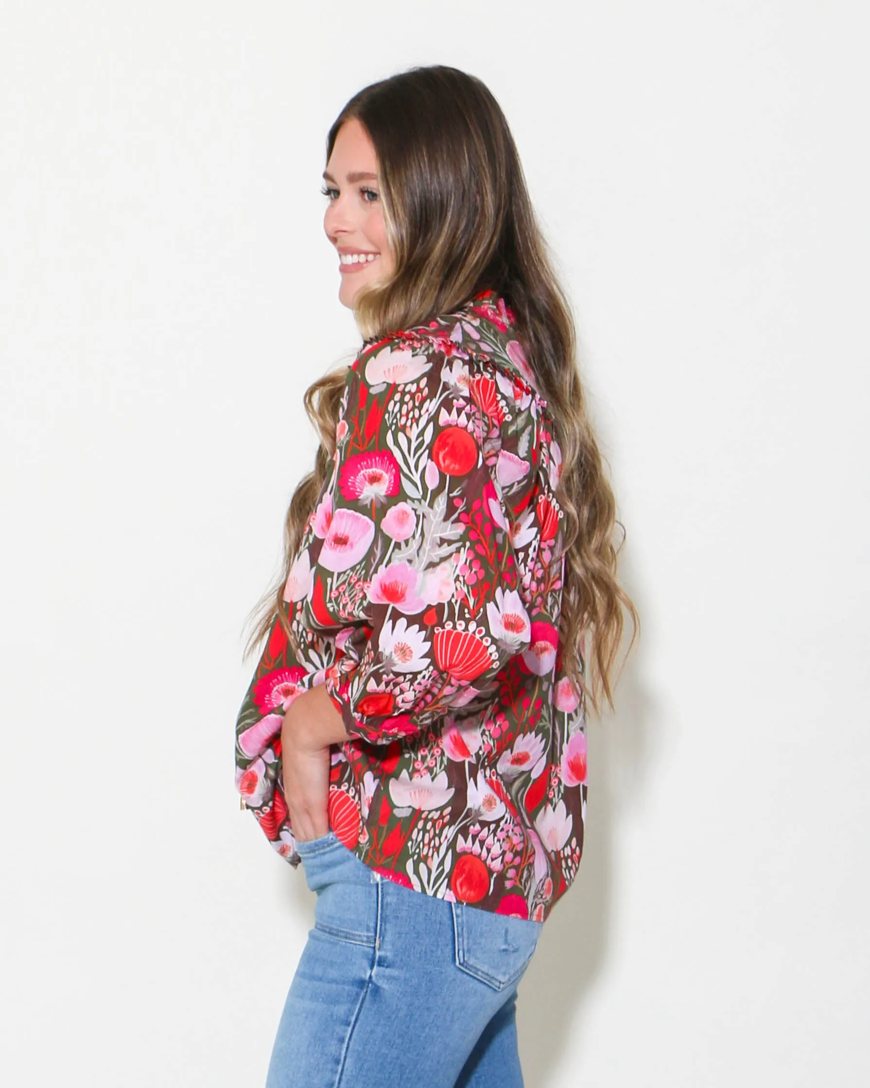 Floral Print Poplin Blouse