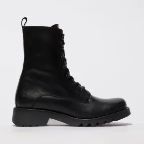 Fly London Ankle Boot Reid ALL BLACK with lace and zip