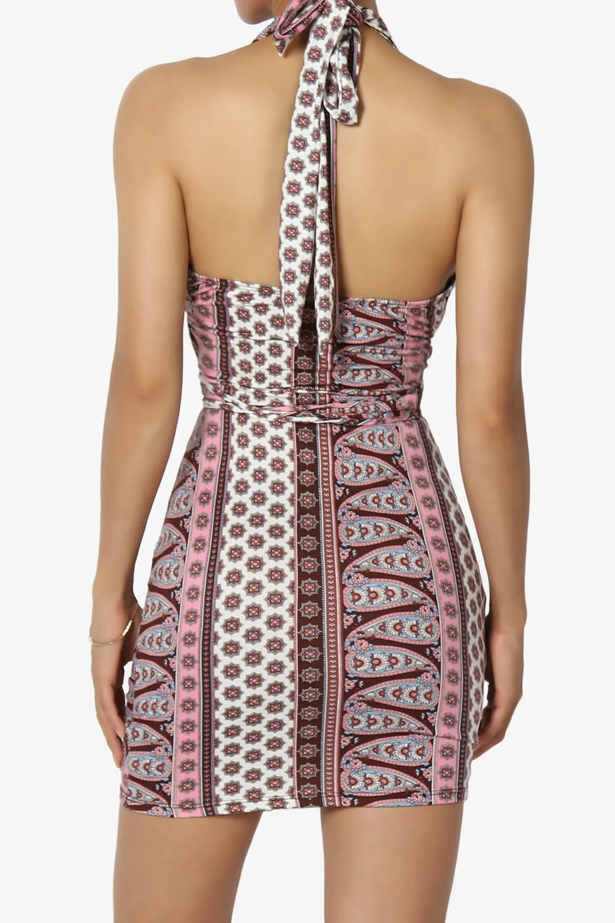 Fortunate Printed Halter Cut Out Bodycon Mini Dress
