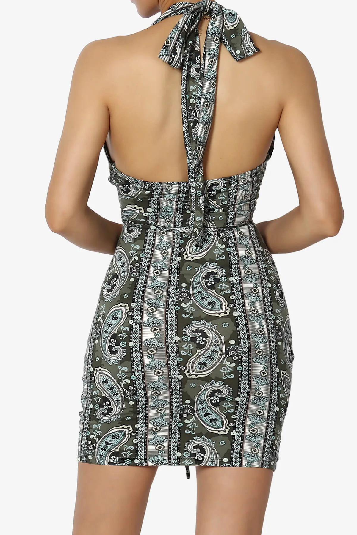 Fortunate Printed Halter Cut Out Bodycon Mini Dress