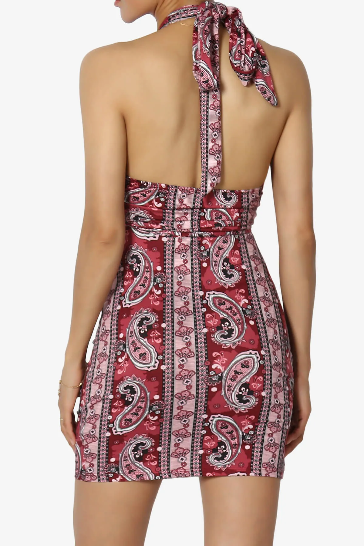 Fortunate Printed Halter Cut Out Bodycon Mini Dress
