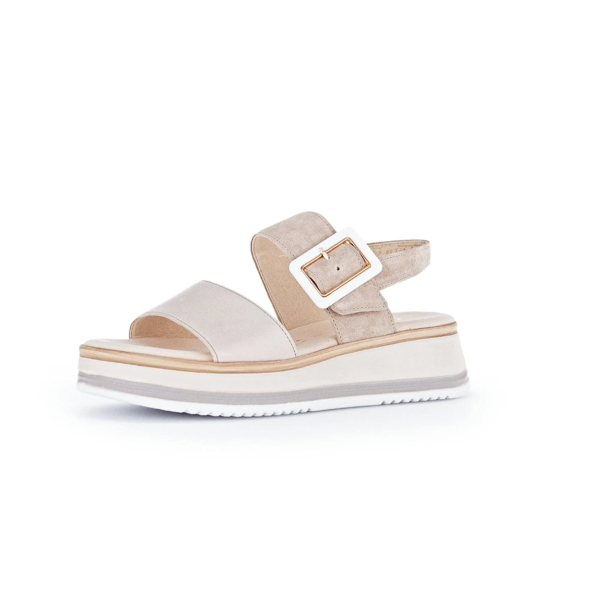Gabor 42.744.33 Aviemore Ladies Pewter Leather Buckle Sandals