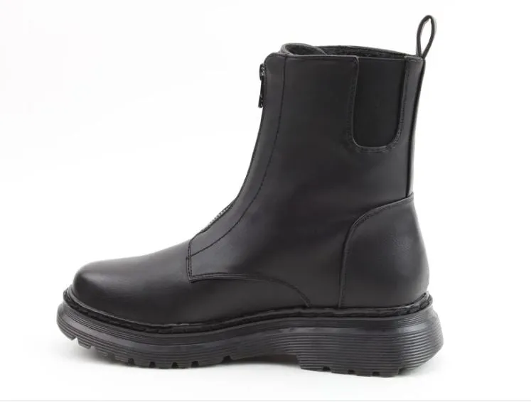 Heavenly Feet Boot Yolanda Front Zip Ankle Boot BLACK
