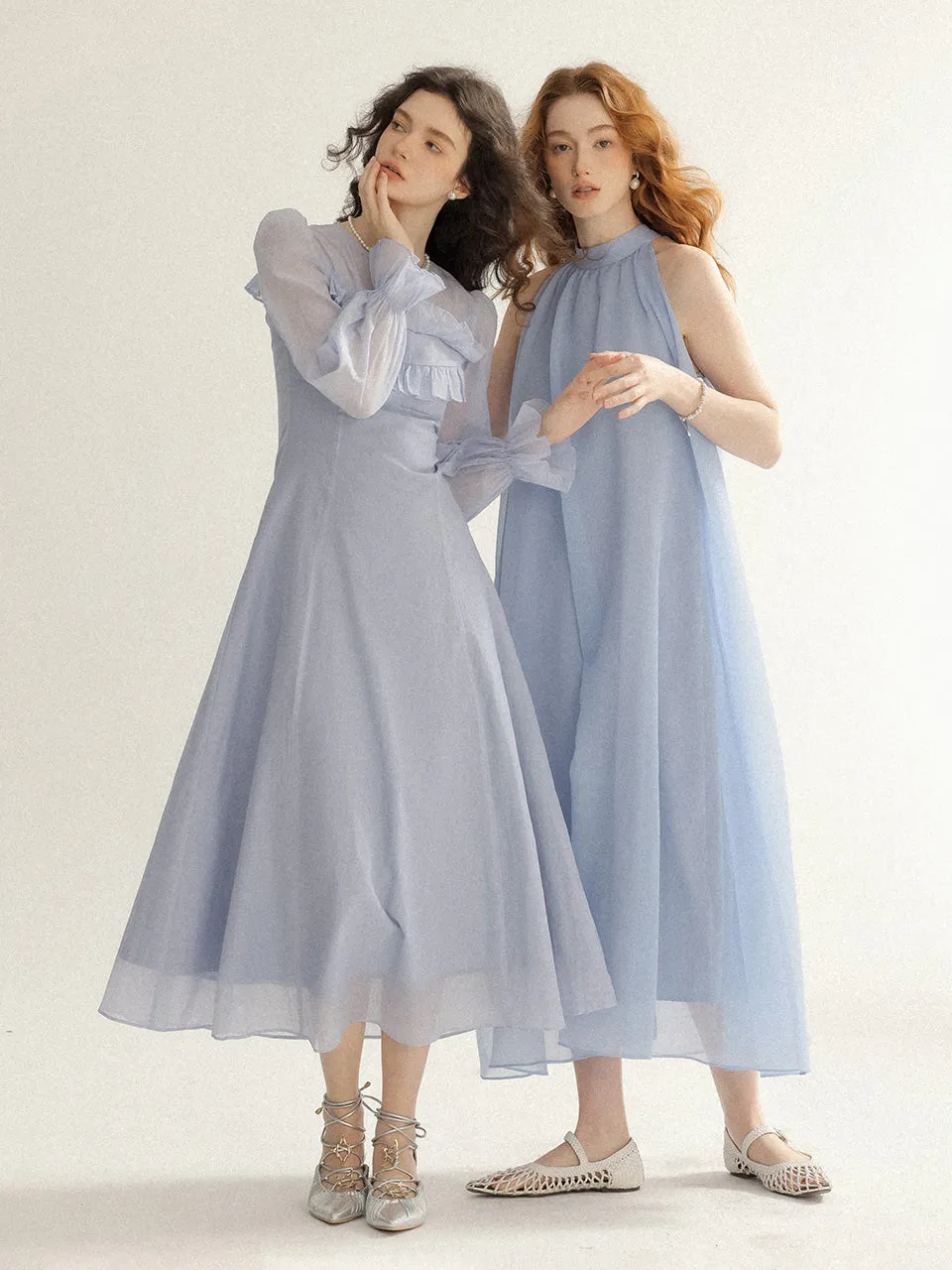 Lake ruffle long dress