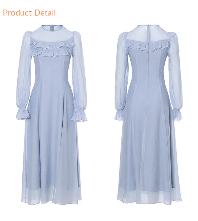 Lake ruffle long dress