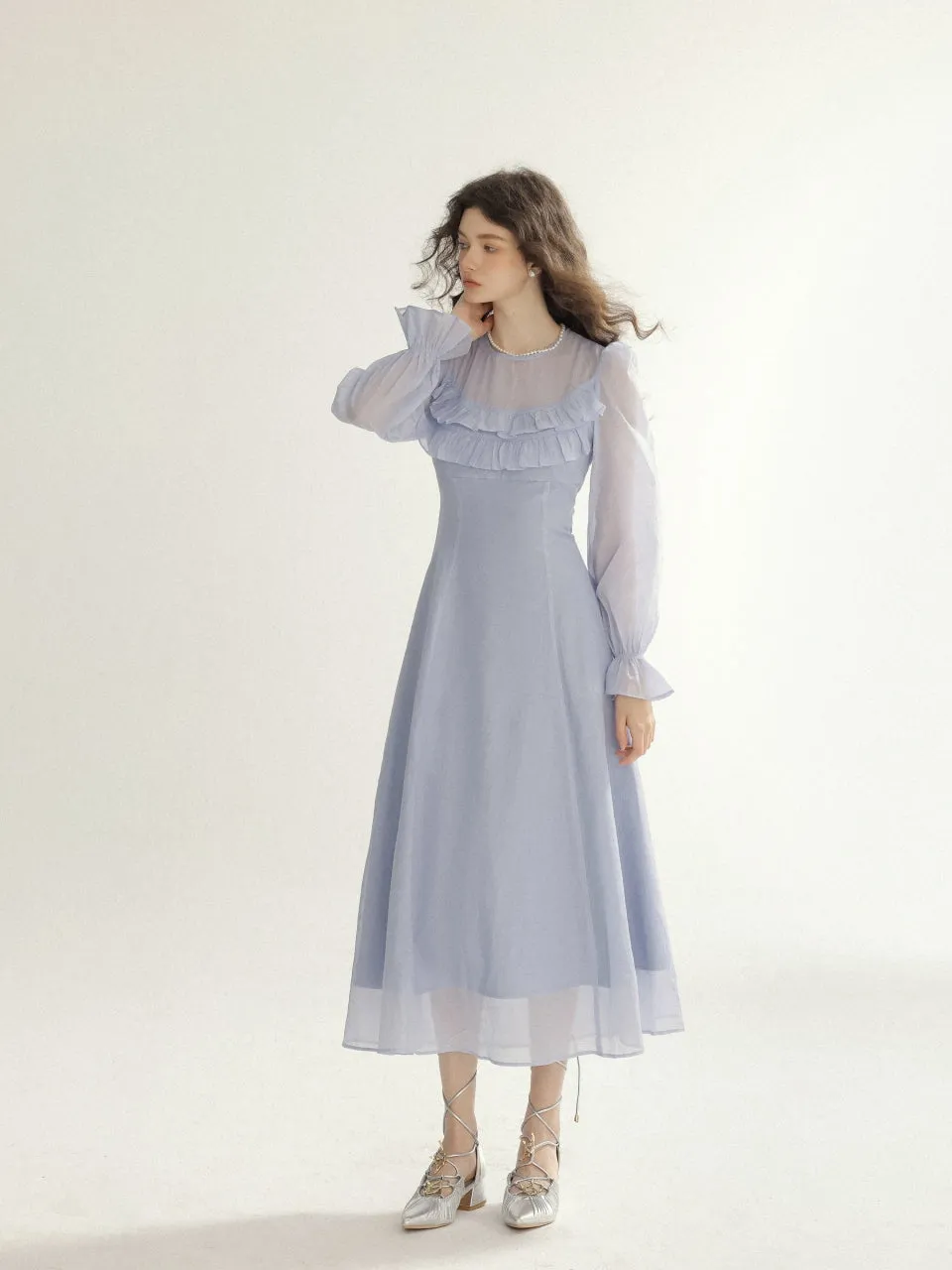 Lake ruffle long dress