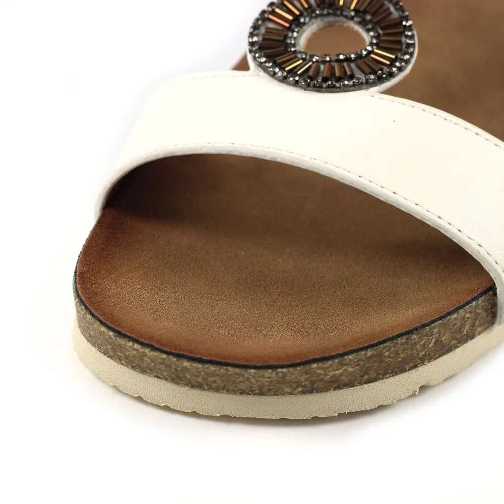 Lunar Women's JLH359 Barwell Wedge Sandals White