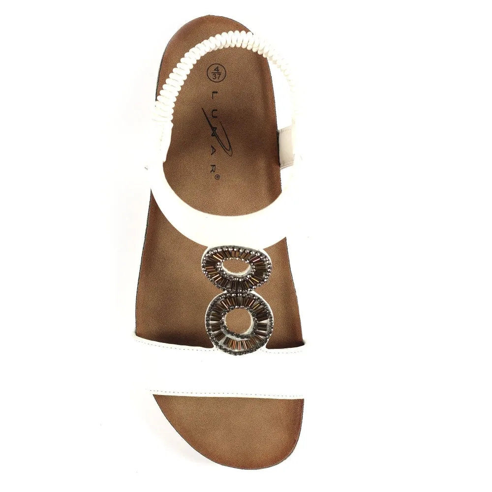 Lunar Women's JLH359 Barwell Wedge Sandals White