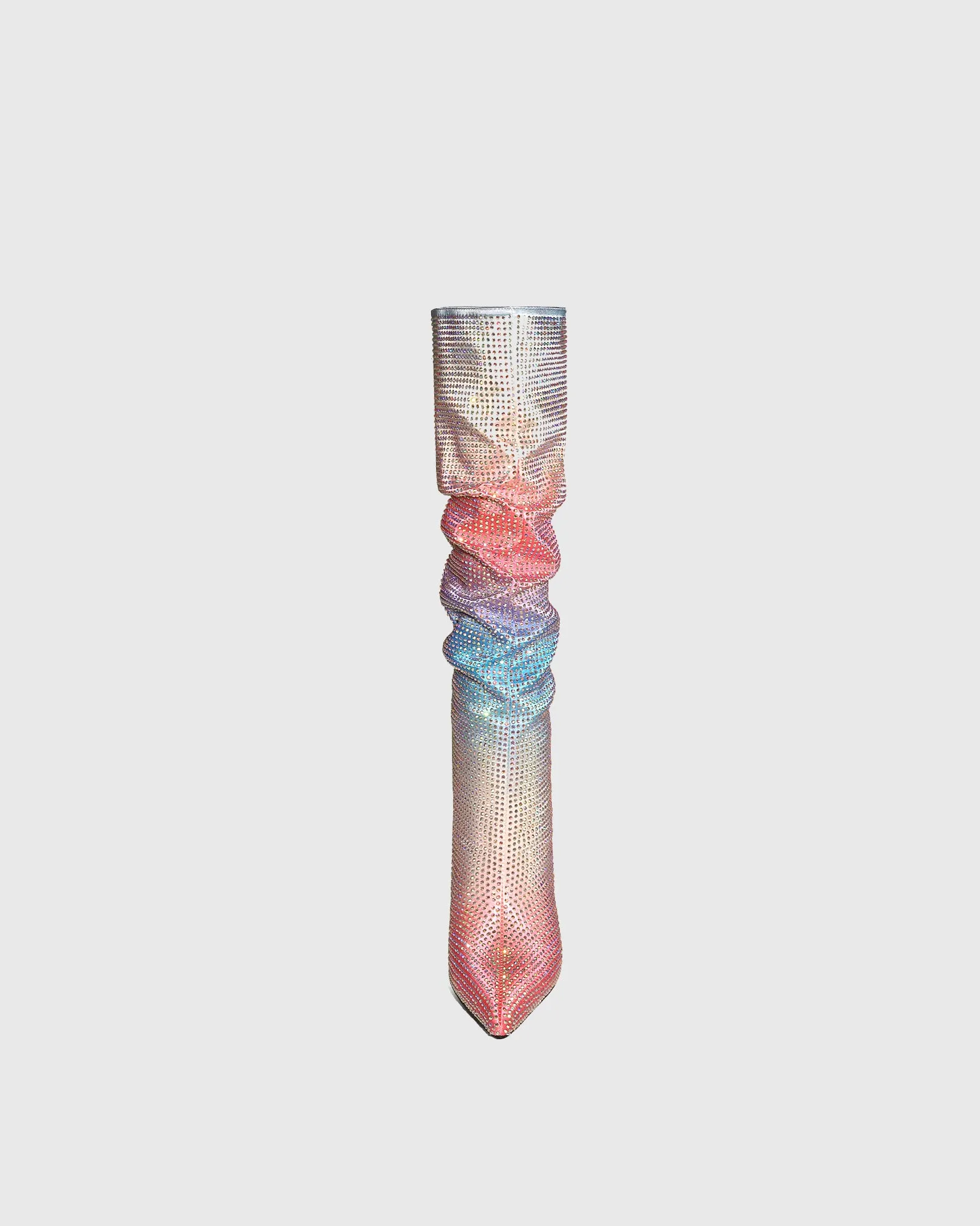 Mafalda Rhinestone Ruched Knee High Boots In Ombre