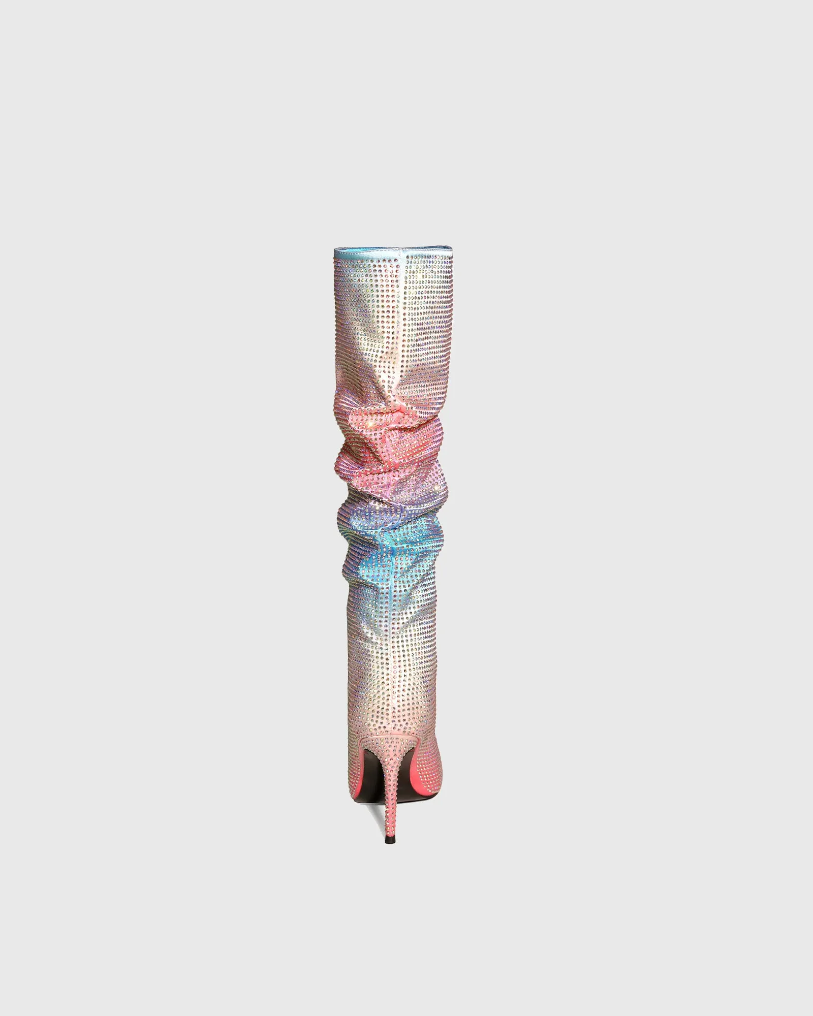 Mafalda Rhinestone Ruched Knee High Boots In Ombre