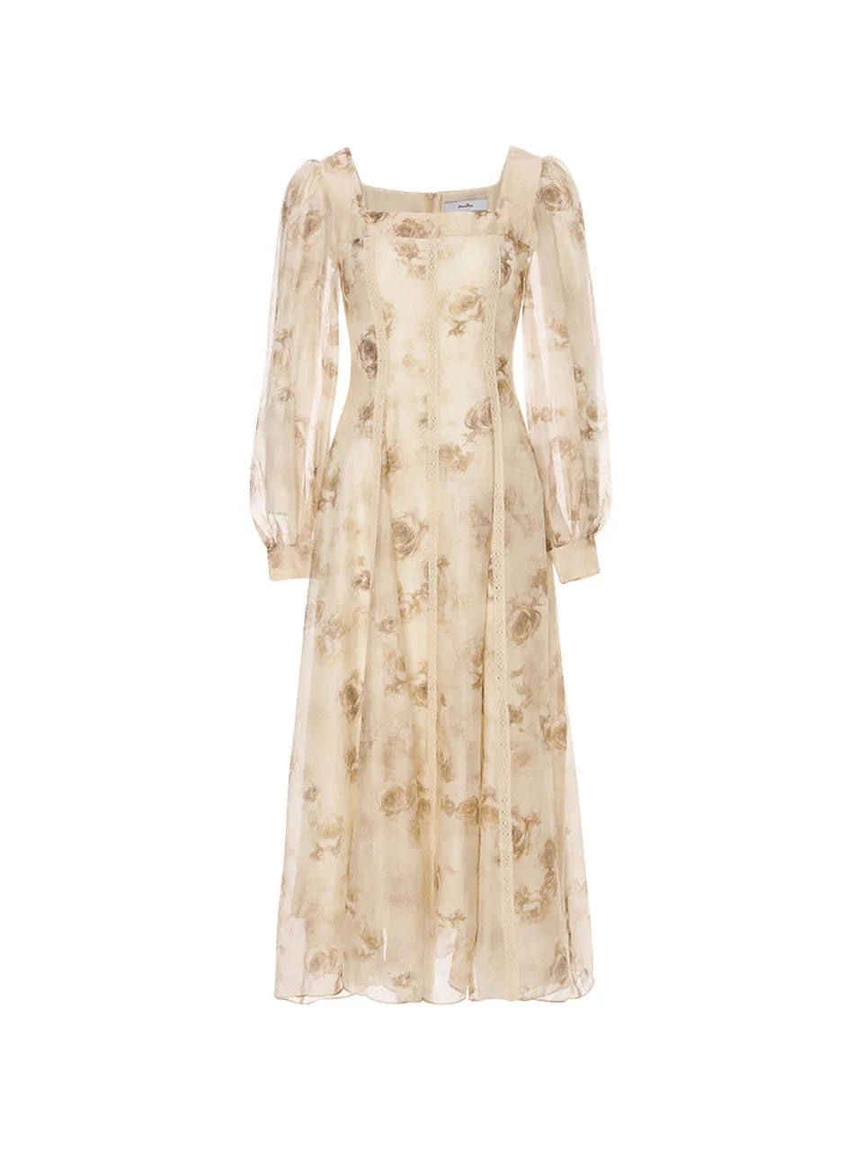 Marron square neck long dress