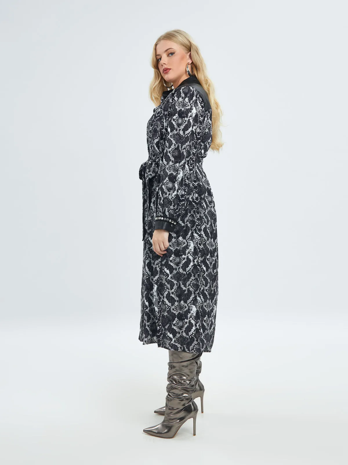 Mat Snake Print Button Down Dress