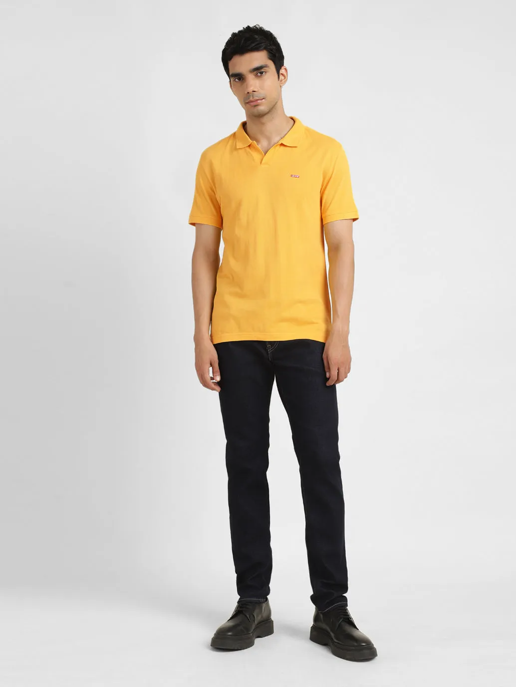Men's Solid Polo Collar T-Shirt