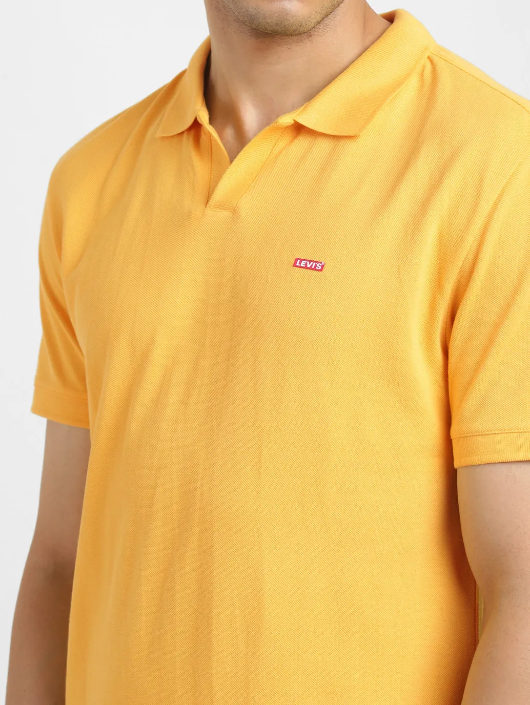 Men's Solid Polo Collar T-Shirt